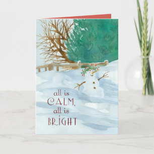 Carte Bonhomme de neige religieux priant pour vous à Noë