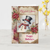 Carte Bonhomme de neige salutations (Fleur jaune)