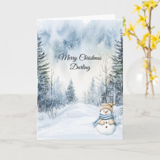 Carte Bonhomme de neige Sapins Noël (Fleur jaune)