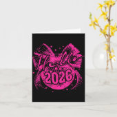 Carte Bonjour 2026 Boule de Disco Coquette Arc Bonne Ann (Fleur jaune)