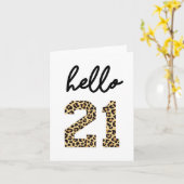 Carte Bonjour 21 | Impression de léopard pour un 21e ann (Fleur jaune)