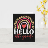 Carte Bonjour 4e année Rainbow Leopard équipe 4e année (Fleur jaune)