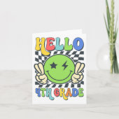 Carte Bonjour 4e année Vibes Groovy Sourire Visage Retou (Devant)