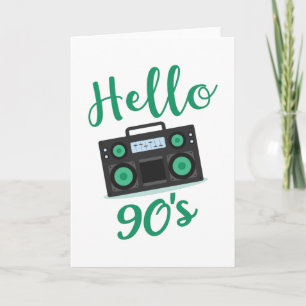 Carte Bonjour 90s radio cassette enregistreur