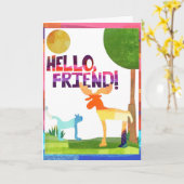 Carte Bonjour, Ami ! avec message (Fleur jaune)