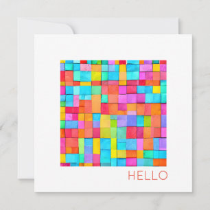 Carte BONJOUR Art Abstrait Moderne Colorful Happy Fun