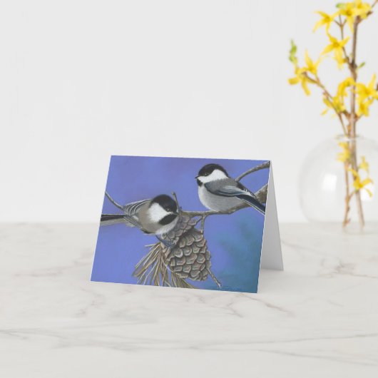 Carte Bonjour aux chickadees (Fleur jaune)