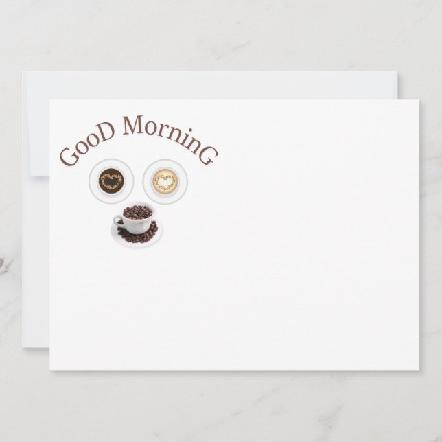 Carte Bonjour avec du café (Devant)