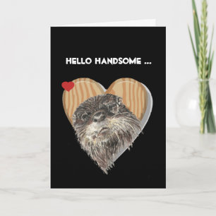Carte Bonjour beau Masculine Otter Amusant Humour d'anni