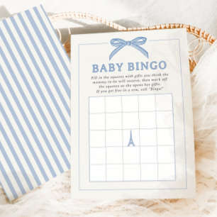Carte Bonjour Bébé Blue Paris Baby Bingo Game Card