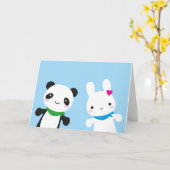 Carte Bonjour Bunny et Panda (Fleur jaune)