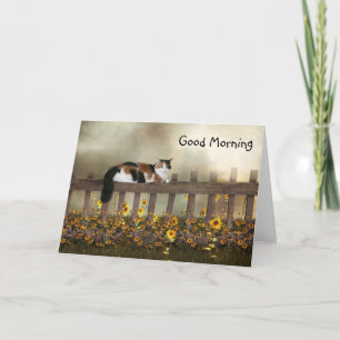 Carte Bonjour calico kitty