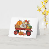 Carte Bonjour Chariot de Campagne Rustique d'Automne ave (Fleur jaune)