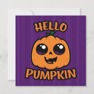 Carte Bonjour Citrouille mignon Halloween Jack-O-Lantern