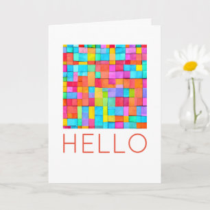 Carte BONJOUR Colorful Abstrait Art Moderne Fun