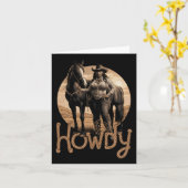 Carte Bonjour Cowgirl noire occidentale femme afro-améri (Fleur jaune)