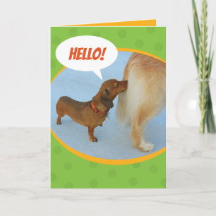 Carte Bonjour - Dachshund Sniffer Golden Retriever Butt