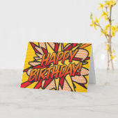 Carte BONJOUR D'ANNIVERSAIRE BD Pop Art (Fleur jaune)