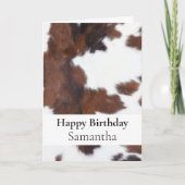 CARTE BONJOUR D'ANNIVERSAIRE BROWN COWHIDE (Devant)