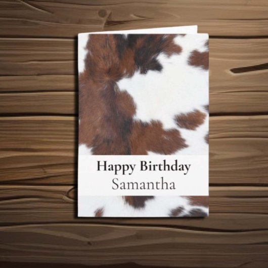 CARTE BONJOUR D'ANNIVERSAIRE BROWN COWHIDE