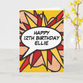 Carte BONJOUR D'ANNIVERSAIRE Comic Book (Fleur jaune)
