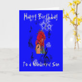 CARTE BONJOUR D'ANNIVERSAIRE FILS GREETING CARD (Fleur jaune)