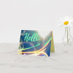 Carte Bonjour dans Light Trail et Sky Folted Greeting Ca