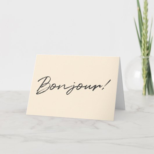 Carte Bonjour ! | Design moderne Crème de script Ivory F (Devant)