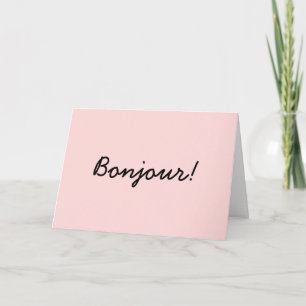 Carte Bonjour design moderne écriture crème ivoire