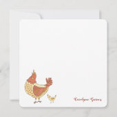 Carte Bonjour Drôle Hen Pun mignon Poulets de ferme (Dos)