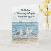 Carte Bonjour, En pensant à vous, comment êtes-vous Fun (Fleur jaune)