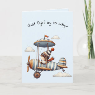 Carte Bonjour Enfant de l'Amitié Avion à Hélice Fantaisi