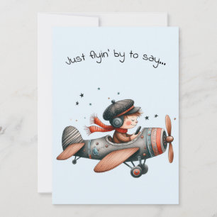 Carte Bonjour Enfant de l'Amitié Avion à Hélice Mignon e