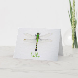 Carte Bonjour et Salut avec Dragonfly sur Wall Outhouse