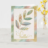Carte Bonjour Feuilles de Parties scintillant aquarelle (Fleur jaune)