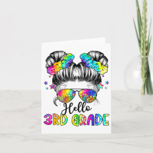 Carte Bonjour Fille de 3e année avec chignon de cheveux