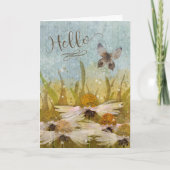 Carte Bonjour Fleurs et Papillon Messy (Devant)