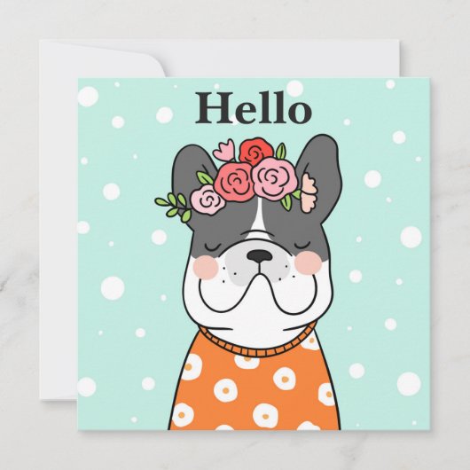 Carte Bonjour Français Bulldog Greeting Card (Devant)
