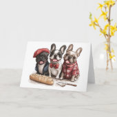Carte Bonjour French Bulldogs (Fleur jaune)