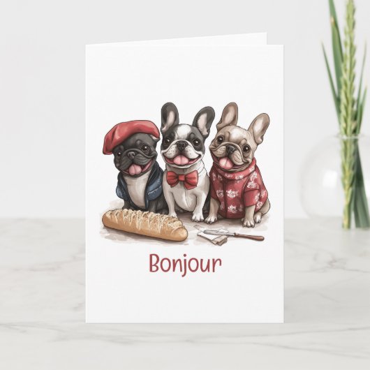 Carte Bonjour French Bulldogs (Devant)