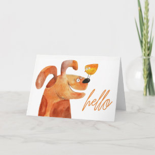 Carte "Bonjour" Garder en contact avec le chiot et l'ois