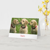 Carte Bonjour Golden Retriever Puppies Blu Note Card (Fleur jaune)