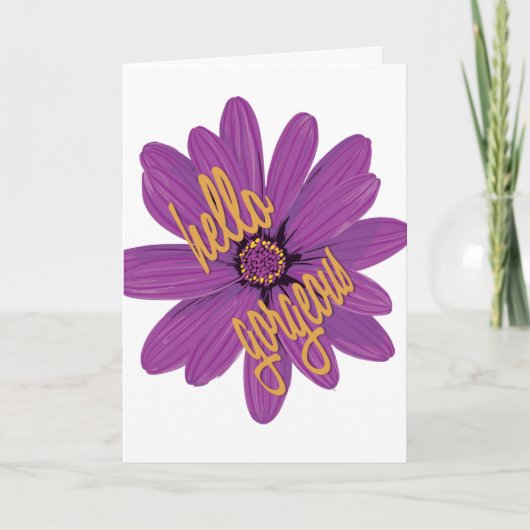 Carte Bonjour Gorgey Bold violet orange fleur (Devant)