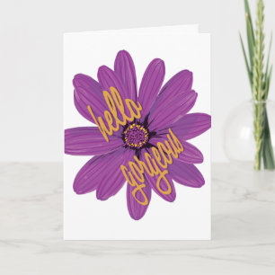 Carte Bonjour Gorgey Bold violet orange fleur