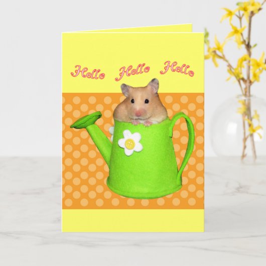 Carte Bonjour hello hamster (Fleur jaune)
