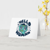 Carte Bonjour homme Cute Cat (Fleur jaune)