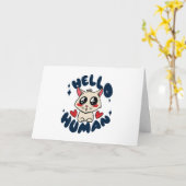 Carte Bonjour homme Cute Cat (Fleur jaune)