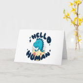 Carte Bonjour humain drôle Dinosaure (Fleur jaune)