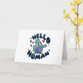 Carte Bonjour humain mignon oiseau (Fleur jaune)