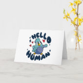 Carte Bonjour humain mignon oiseau (Fleur jaune)